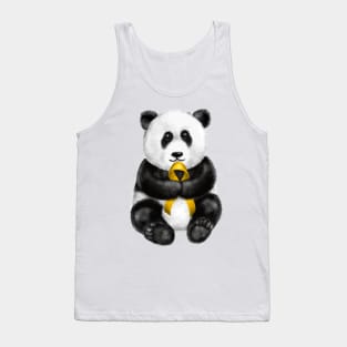 Cute Panda Holding Golden Ribbon Tank Top